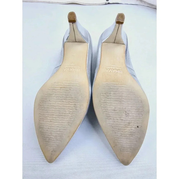Bhava Size 39 (US 8.5-9) Women's Silver Slip On Pointed Toe Pumps Made In Spain - Picture 11 of 15